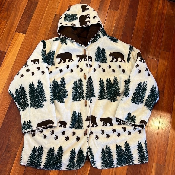 ⭐️ Denali USA Made Vintage Reversible Hooded Coat Bear Tree Print Size 2X - Picture 2 of 11